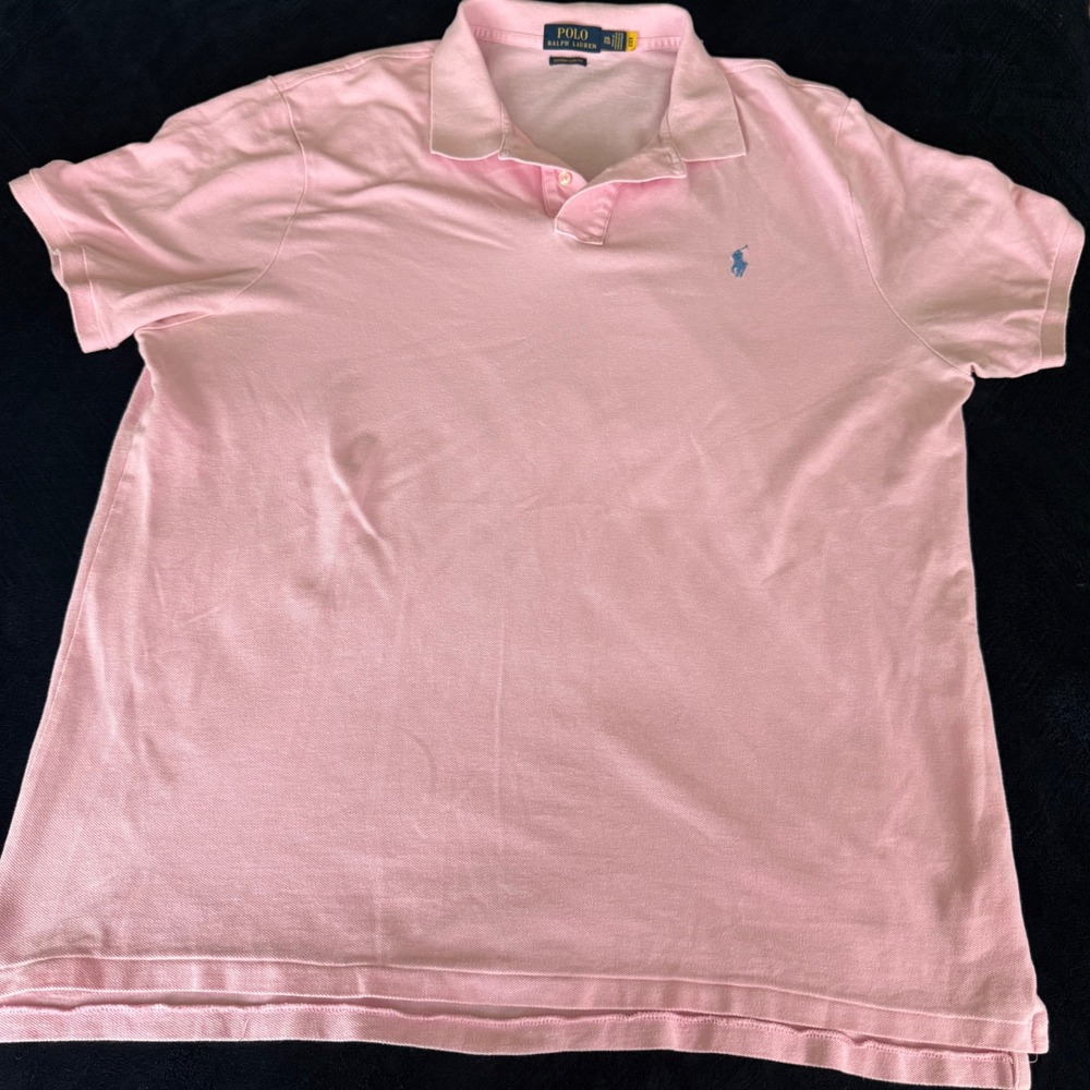 Polo Ralph Lauren Mens XXL Pink Custom Slim‎ Fit Short Sleeve Cotton Polo Shirt